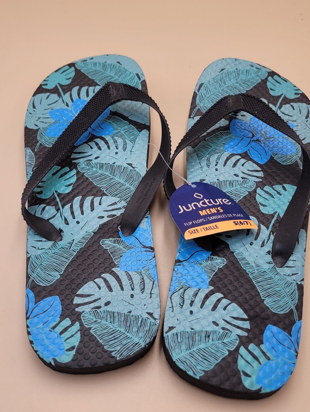 Juncture Men's Blue‎ Tropical Print Flip-Flops